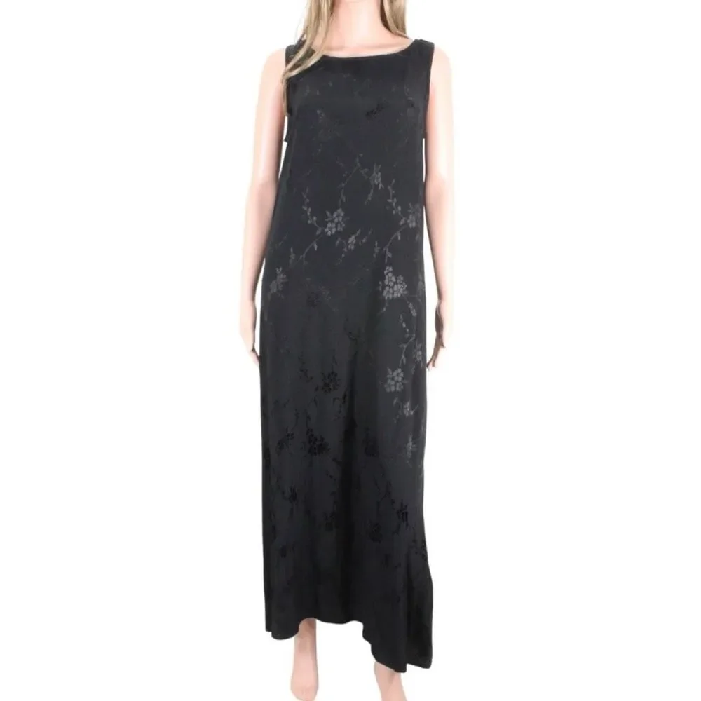 Spencer Alexis Maxi Dress Black Sleeveless Rayon Jacquard Long 1X Black Evening - Picture 1 of 11